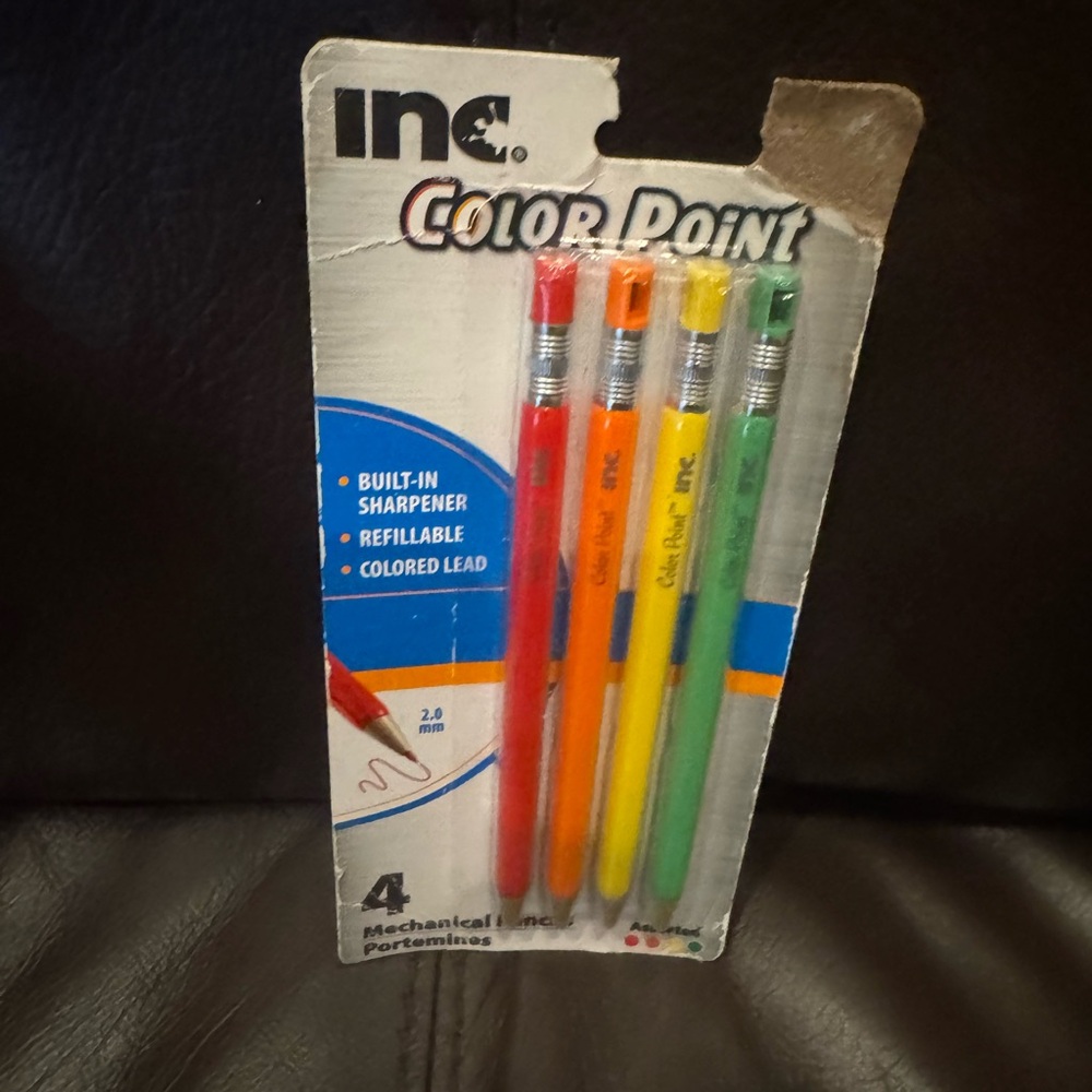 1 PACK 4 MECHANICAL PENCILS INC® COLOR POINT™ 2.0mm COLORED LEAD ASSORTED COLORS